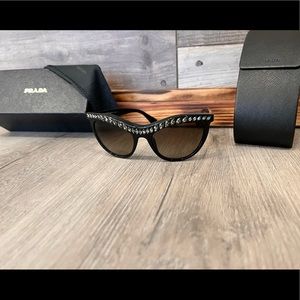 Prada sunnies with rhinestones across the top